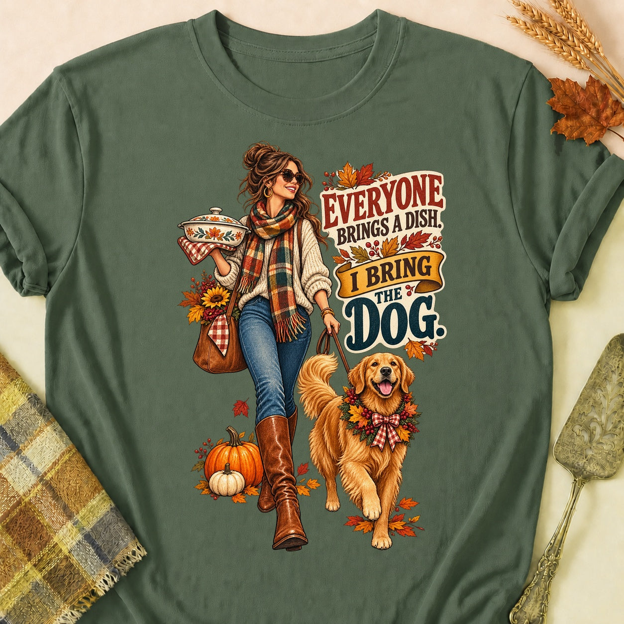I Bring The Dog T-shirt - Military Green - Brooke & Belle