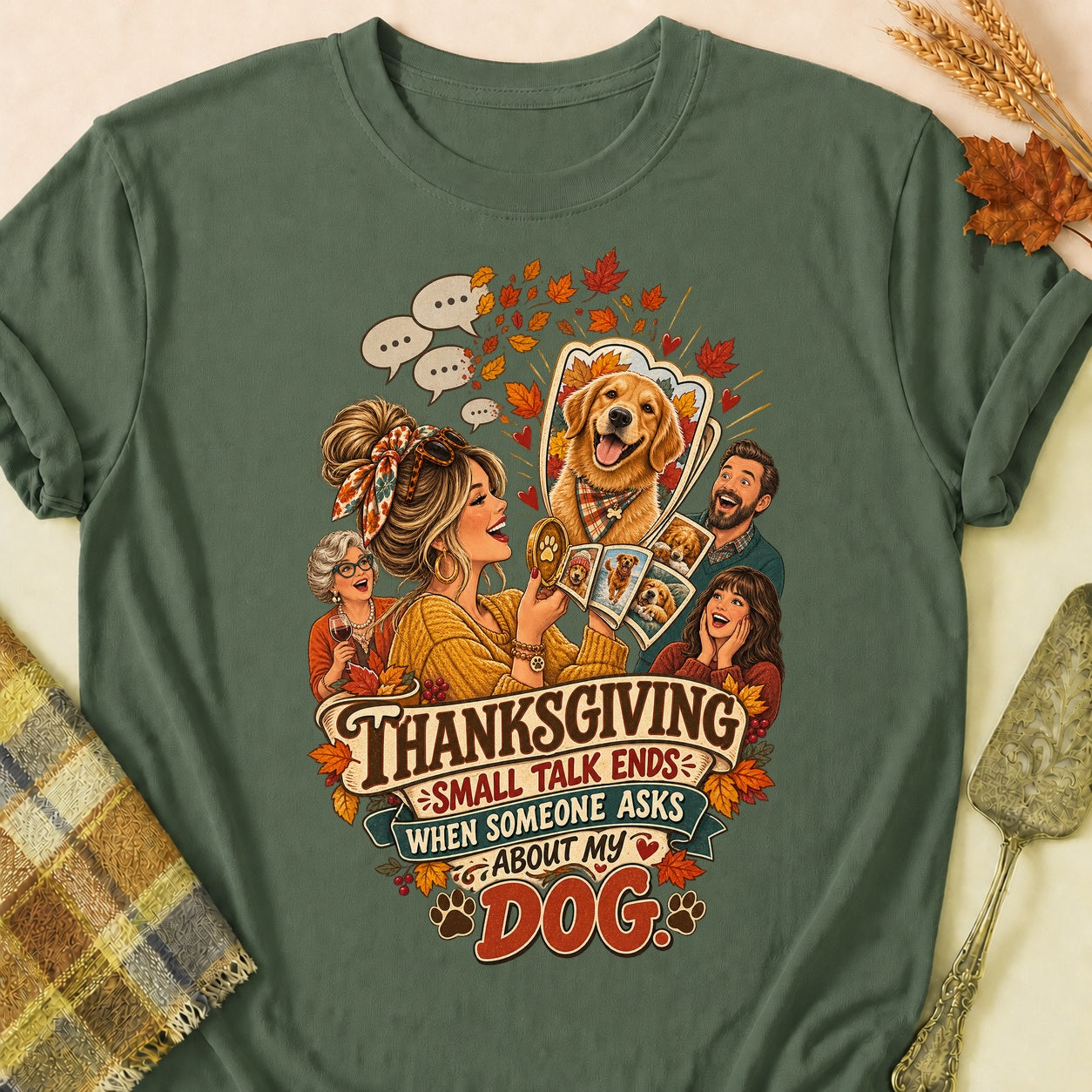 Small Talk Ends T-shirt - Military Green - Brooke & Belle