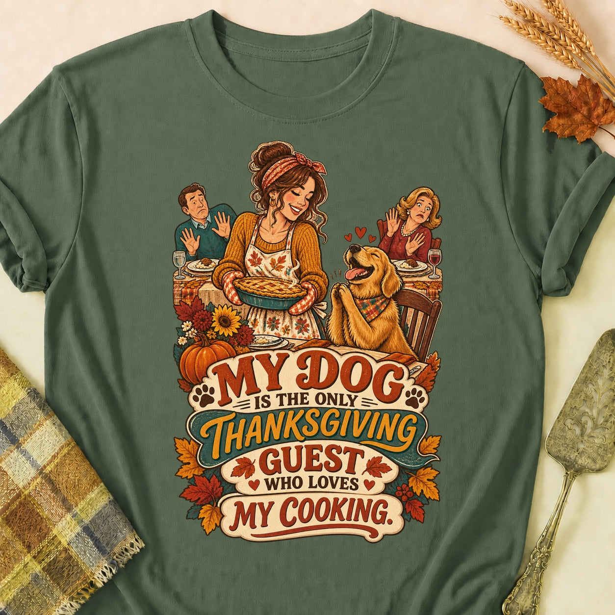 Loves My Cooking T-shirt - Military Green - Brooke & Belle