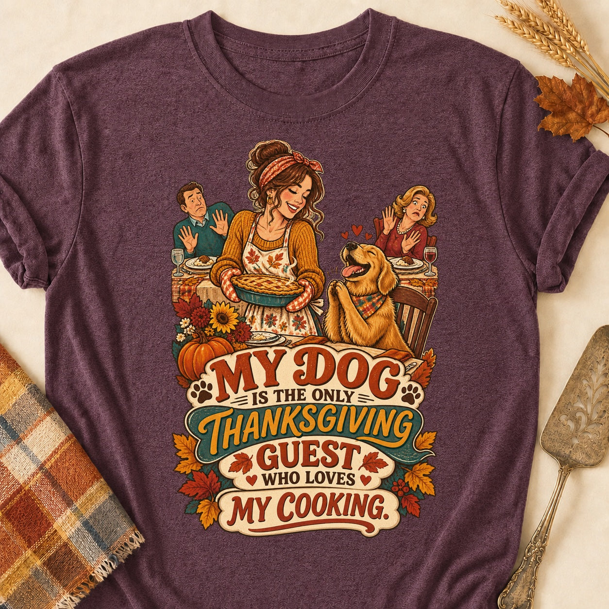 Loves My Cooking T-shirt - Heather Maroon - Brooke & Belle