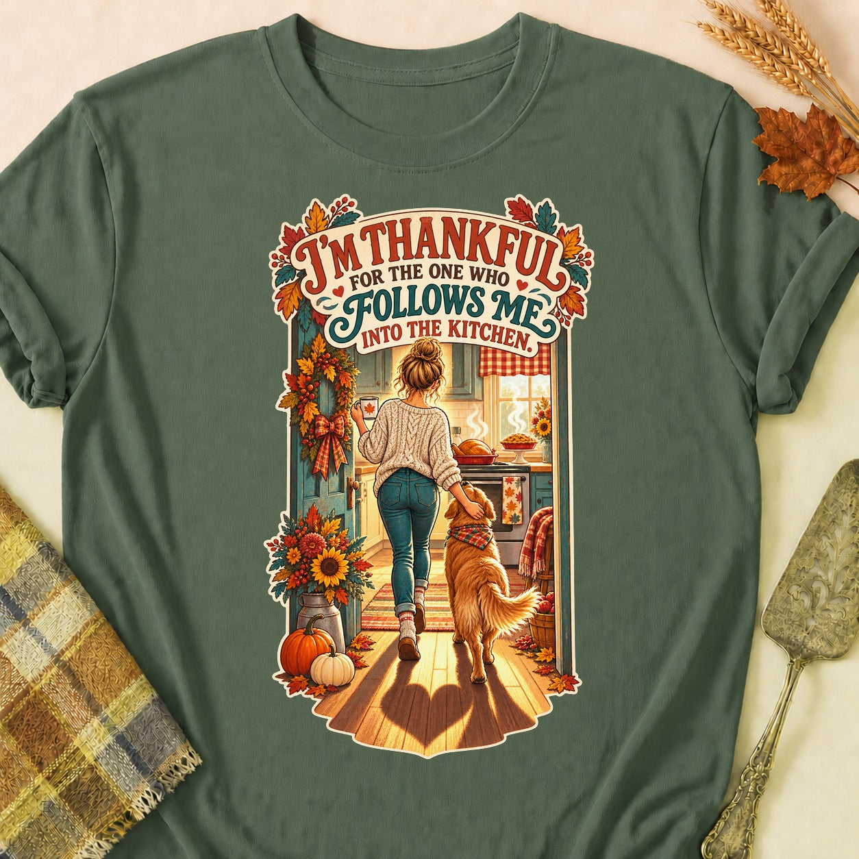 Into The Kitchen T-shirt - Military Green - Brooke & Belle