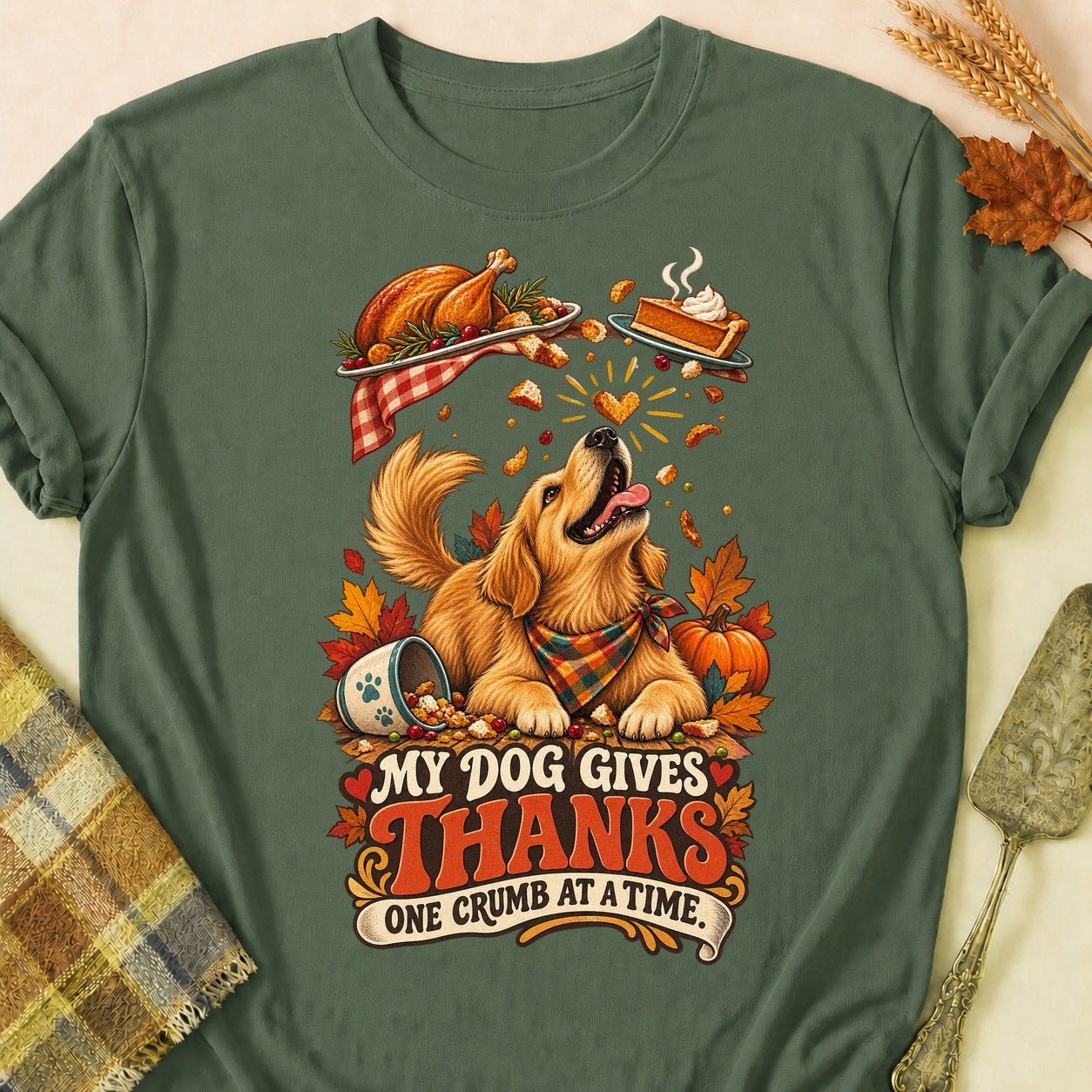 One Crumb At A Time T-shirt - Military Green - Brooke & Belle