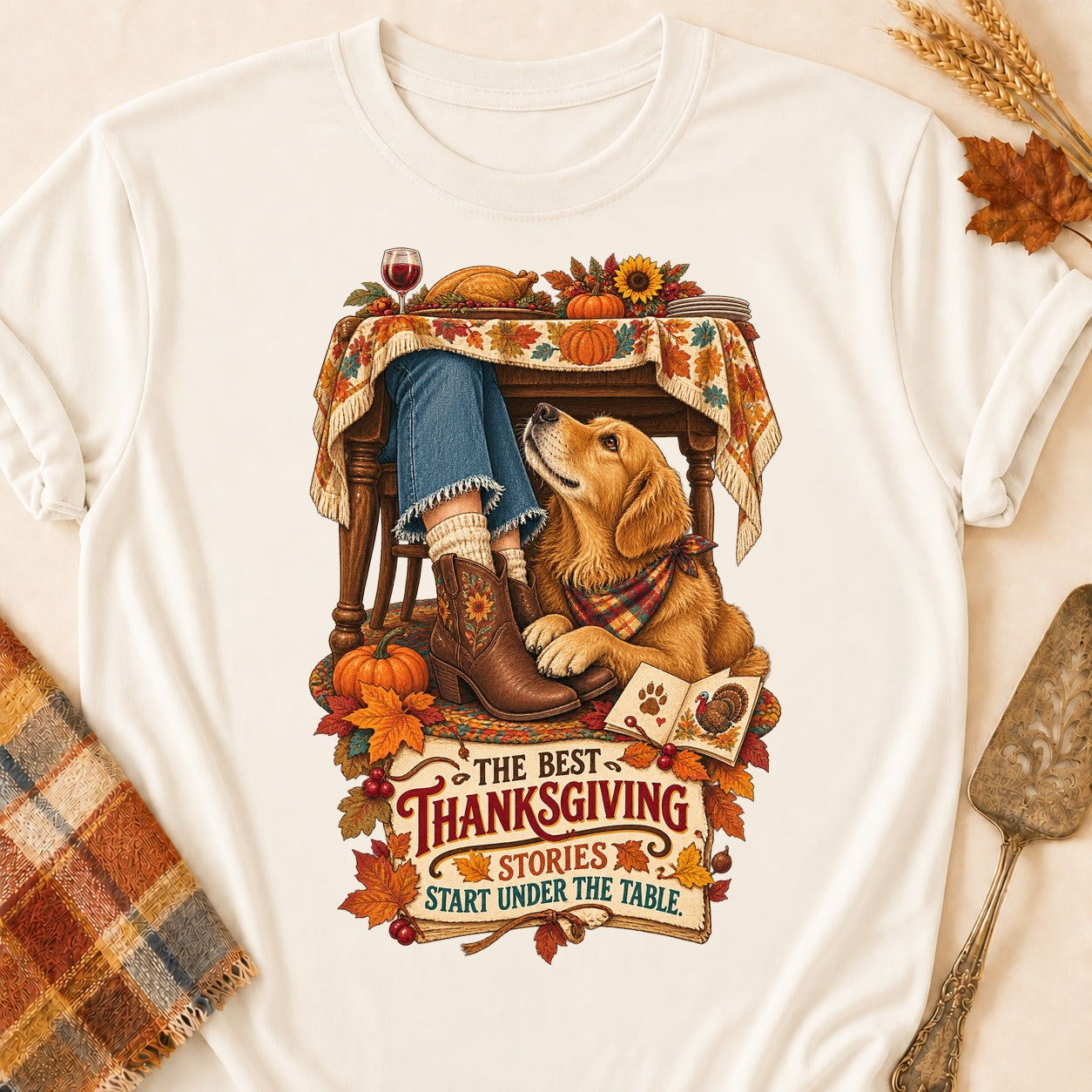 Under The Table T-shirt - Natural - Brooke & Belle