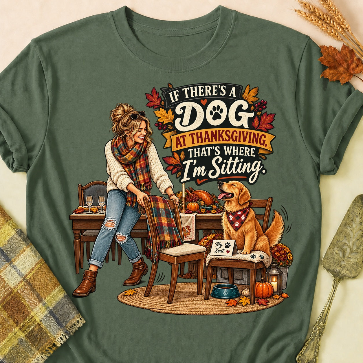 That's Where I'm Sitting T-shirt - Military Green - Brooke & Belle