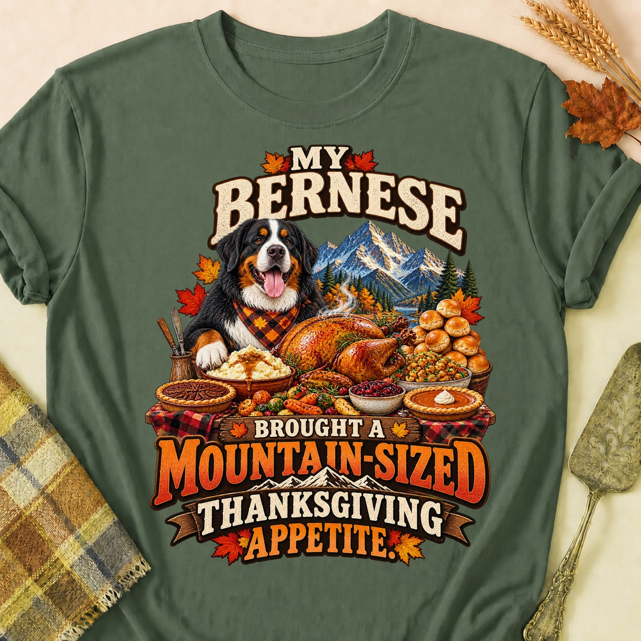 Mountain-Sized Appetite T-shirt - Military Green - Brooke & Belle