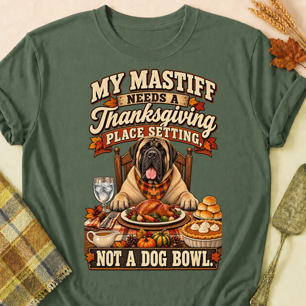 Not A Dog Bowl T-shirt - Military Green - Brooke & Belle