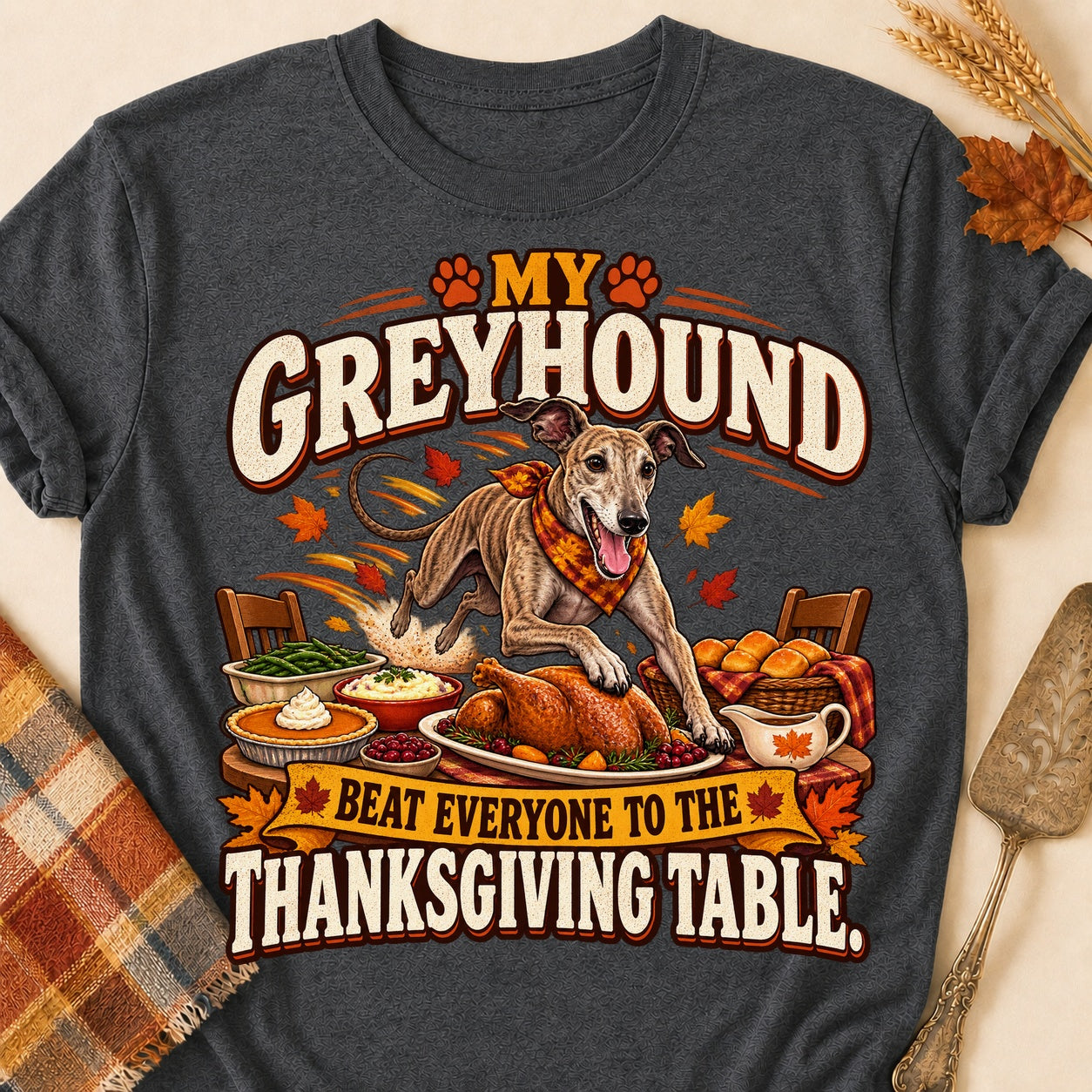First To The Table T-shirt - Dark Heather - Brooke & Belle