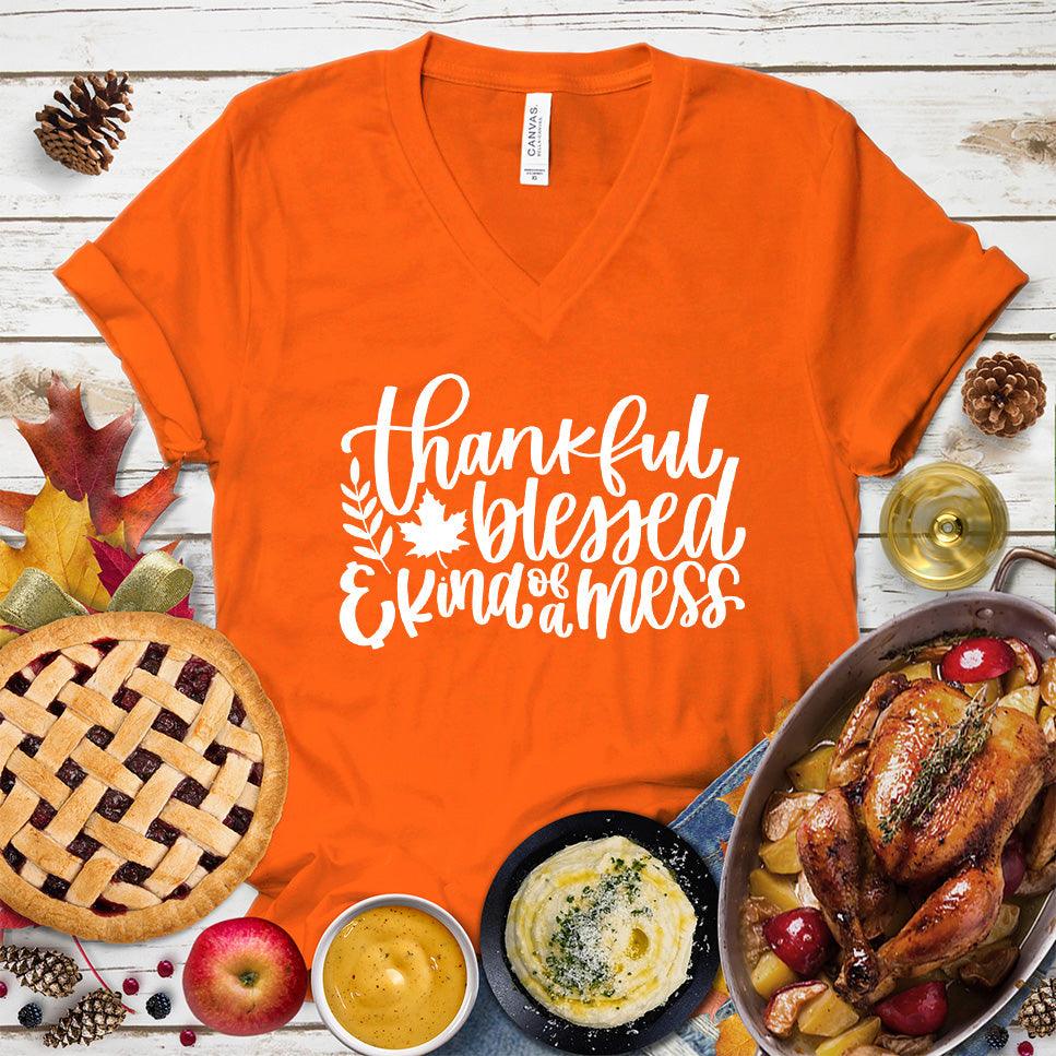 Thankful Blessed And Kind Of A Mess Version 3 V-Neck - Brooke & Belle