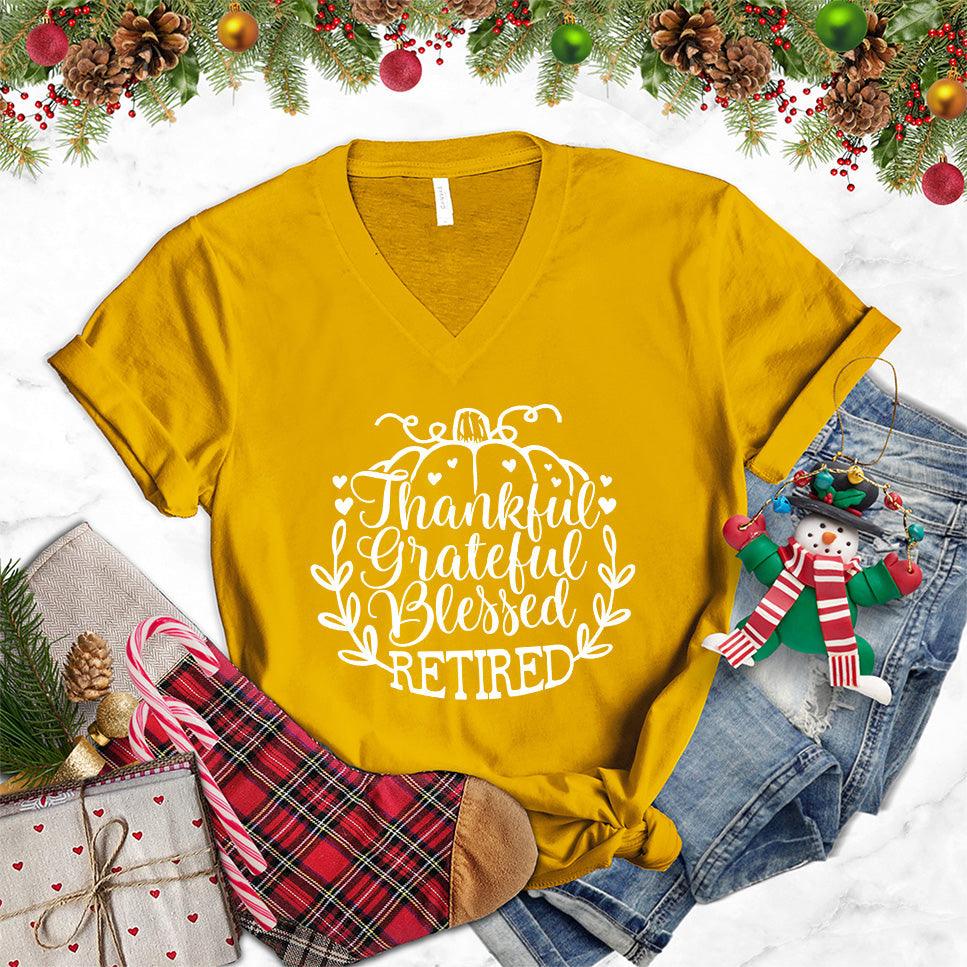 Thankful Grateful Blessed Retired V-Neck - Brooke & Belle