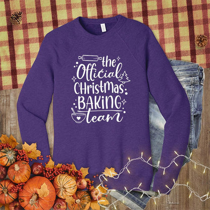 The Official Christmas Baking Team Sweatshirt Team Purple - Cozy holiday sweatshirt with Christmas Baking Team design, perfect for festive cooking activities.