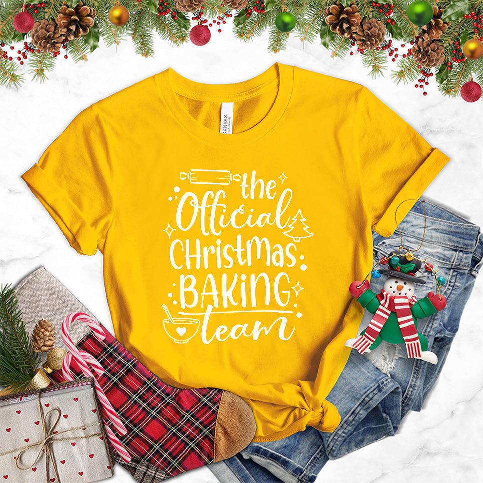 The Official Christmas Baking Team T-Shirt Gold - Festive baking team graphic tee with holiday-themed design