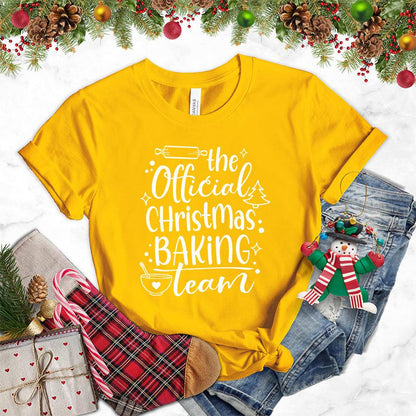 The Official Christmas Baking Team T-Shirt Gold - Festive baking team graphic tee with holiday-themed design