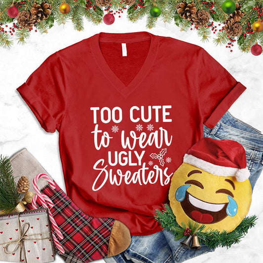 Too Cute To Wear Ugly Sweaters V-Neck - Brooke & Belle