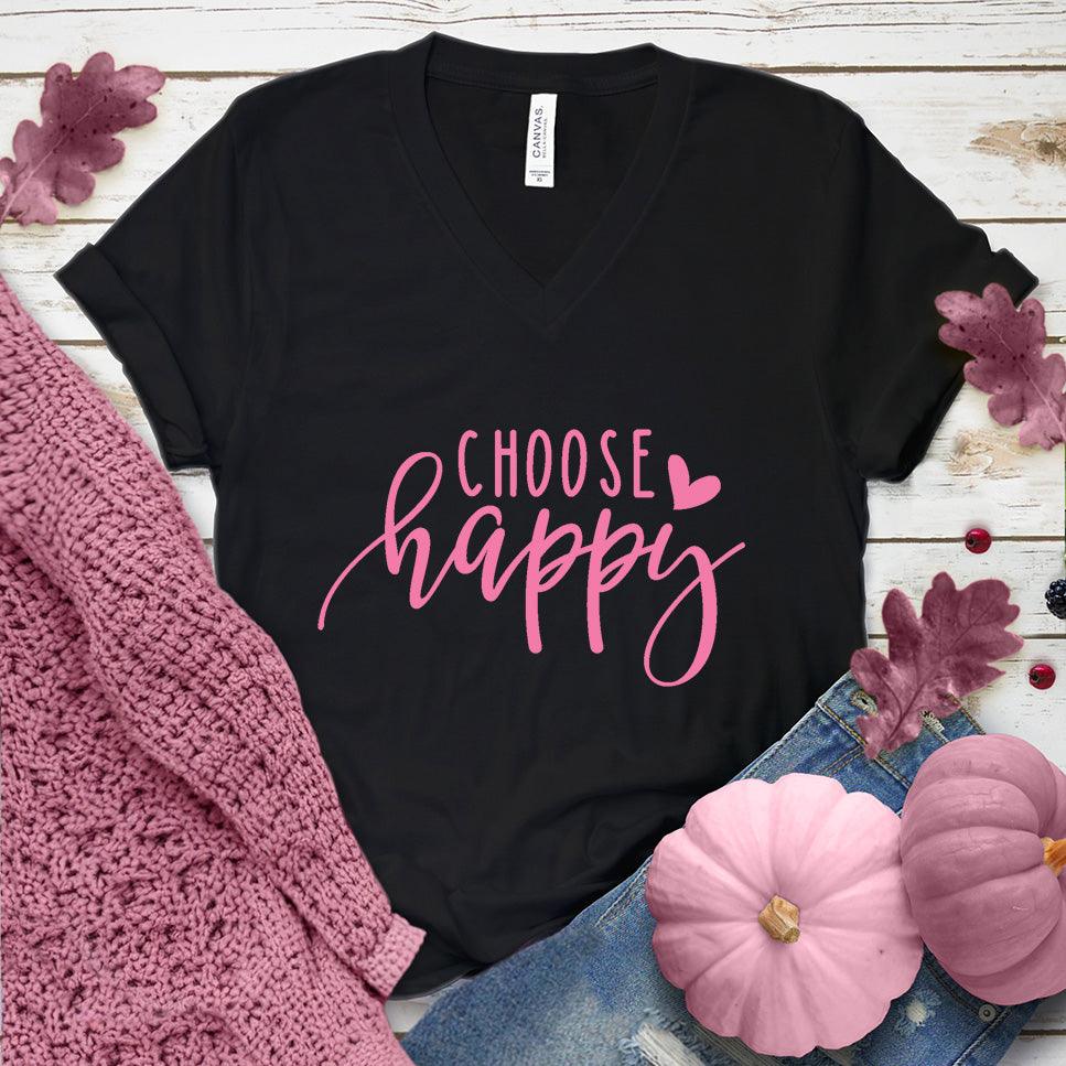 Choose Happy V-Neck Pink Edition - Brooke & Belle