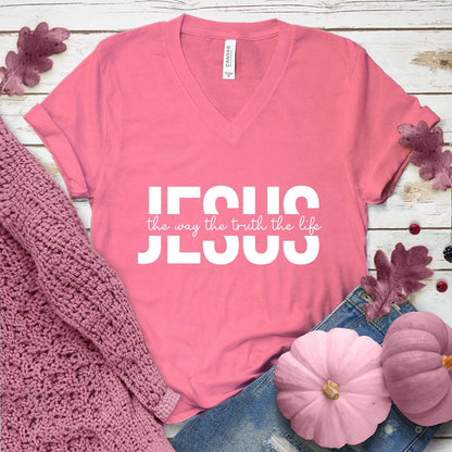 Jesus The Way The Truth The Life V-Neck Pink Edition