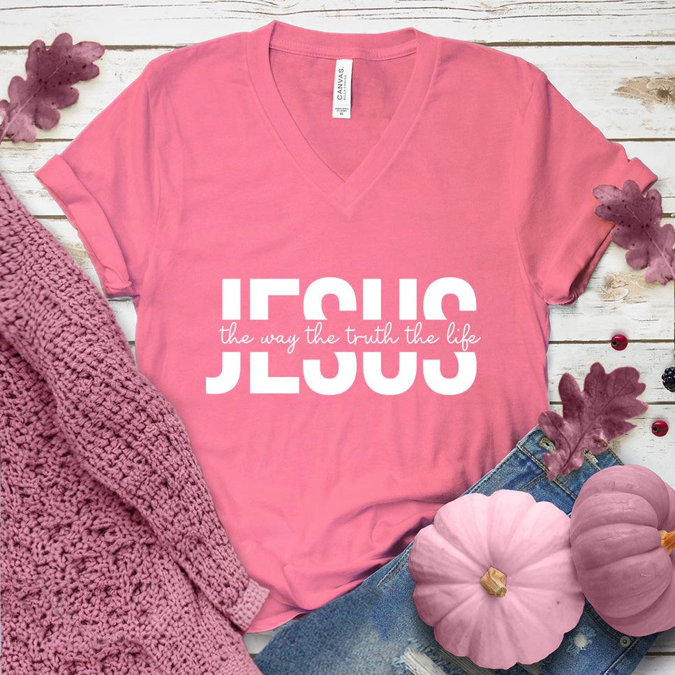 Jesus The Way The Truth The Life V-Neck Pink Edition - Brooke & Belle