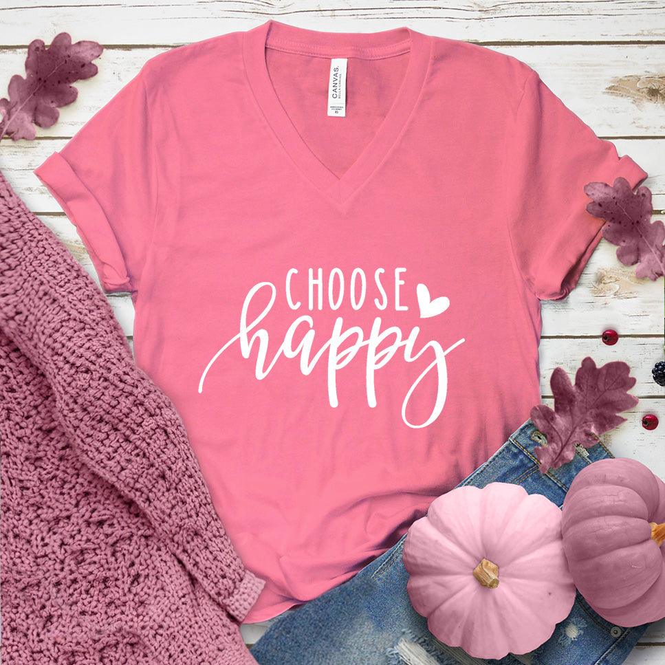 Choose Happy V-Neck Pink Edition - Brooke & Belle