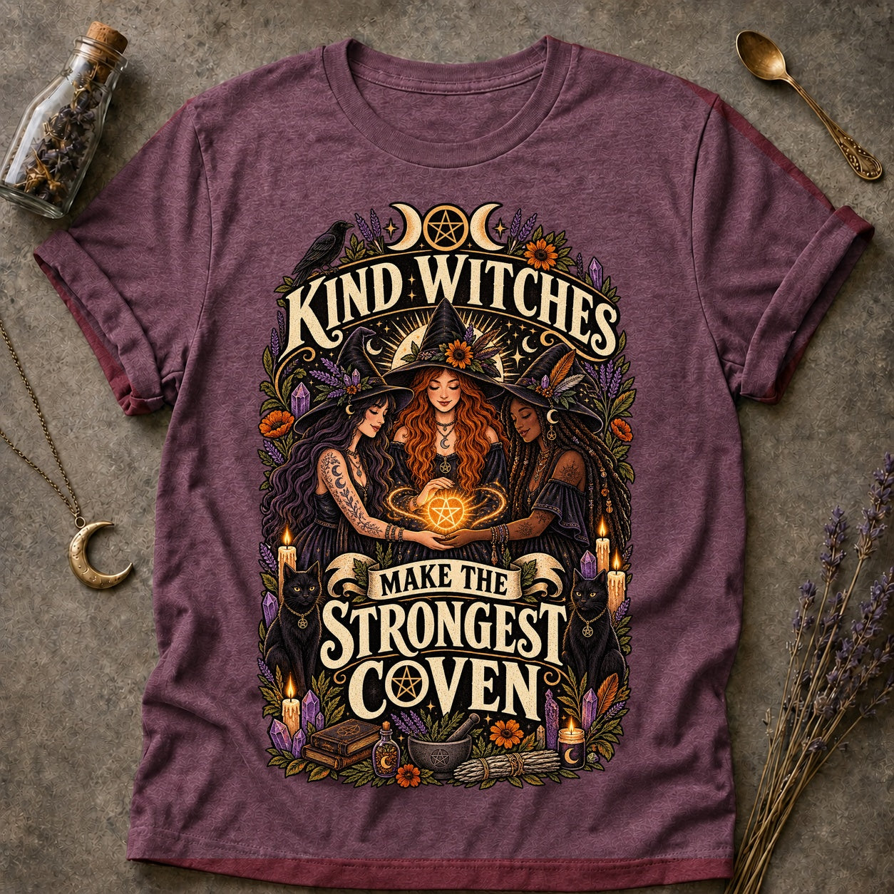 Strongest Coven T-shirt - Heather Maroon - Brooke & Belle