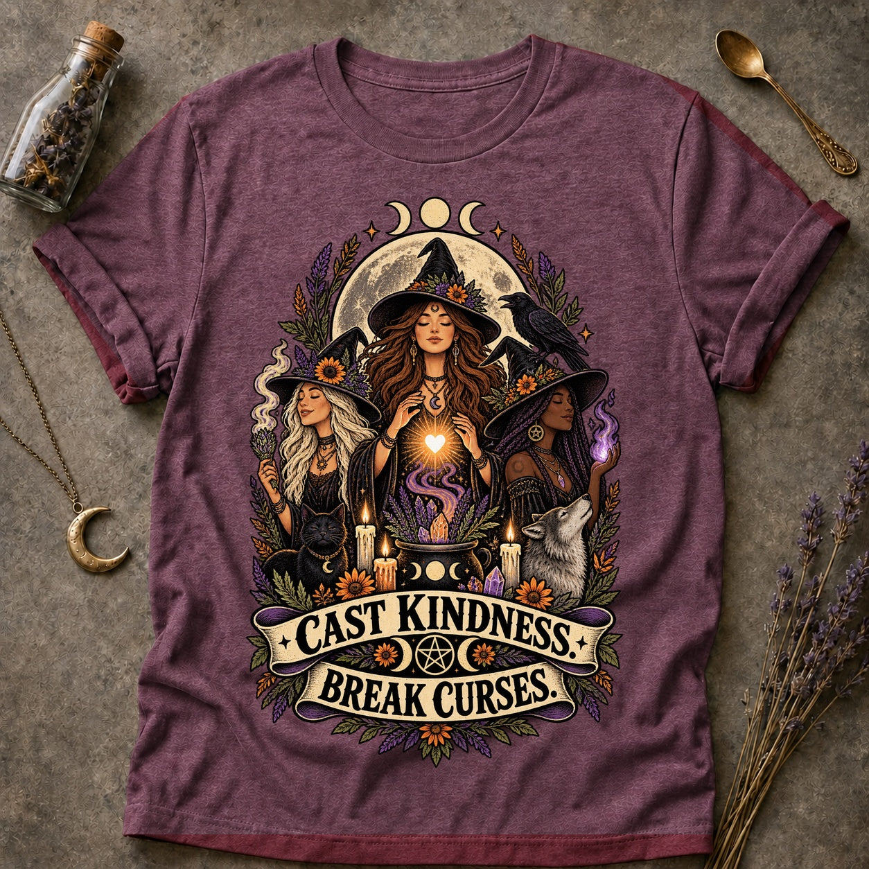 Break Curses T-shirt - Heather Maroon - Brooke & Belle