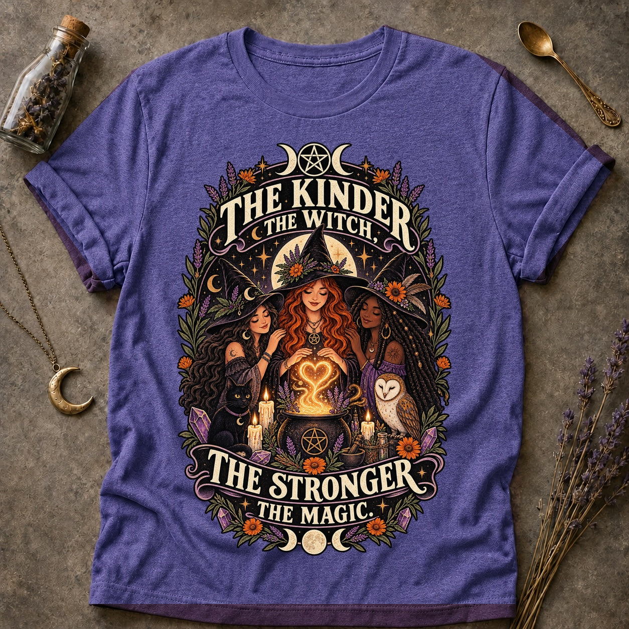 Kinder Witch T-shirt - Heather Purple - Brooke & Belle