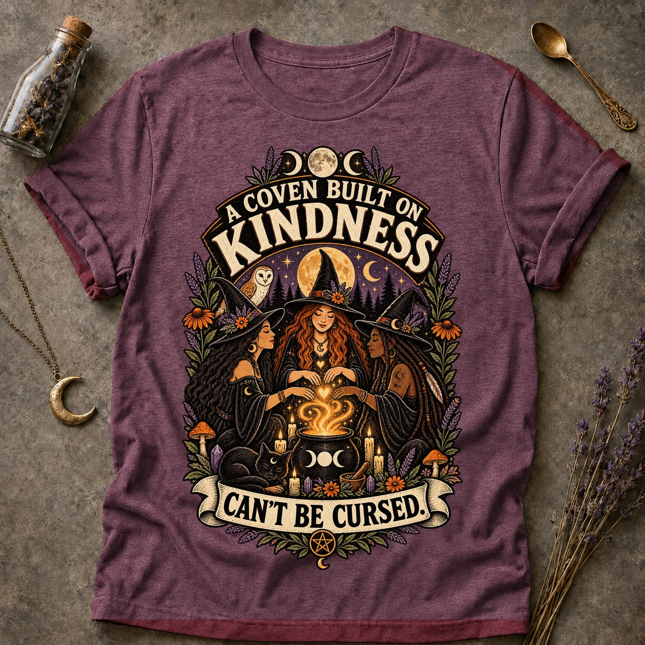 Can't Be Cursed T-shirt - Heather Maroon - Brooke & Belle