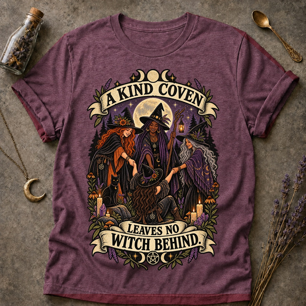No Witch Behind T-shirt - Heather Maroon - Brooke & Belle