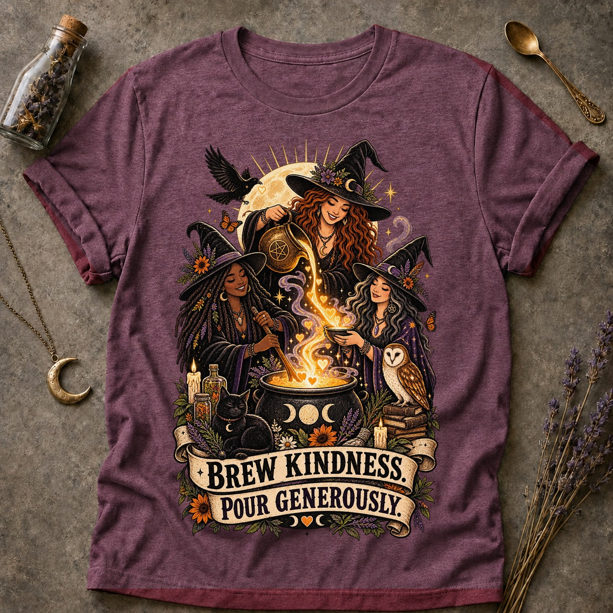 Brew Kindness T-shirt - Heather Maroon - Brooke & Belle