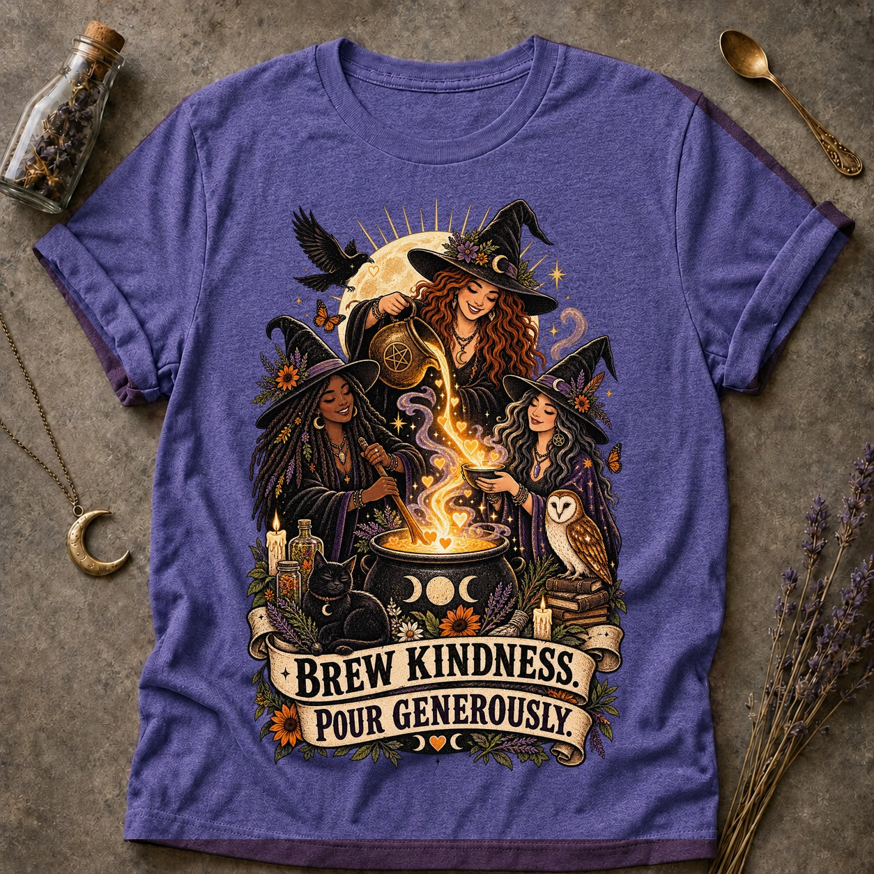 Brew Kindness T-shirt - Heather Purple - Brooke & Belle