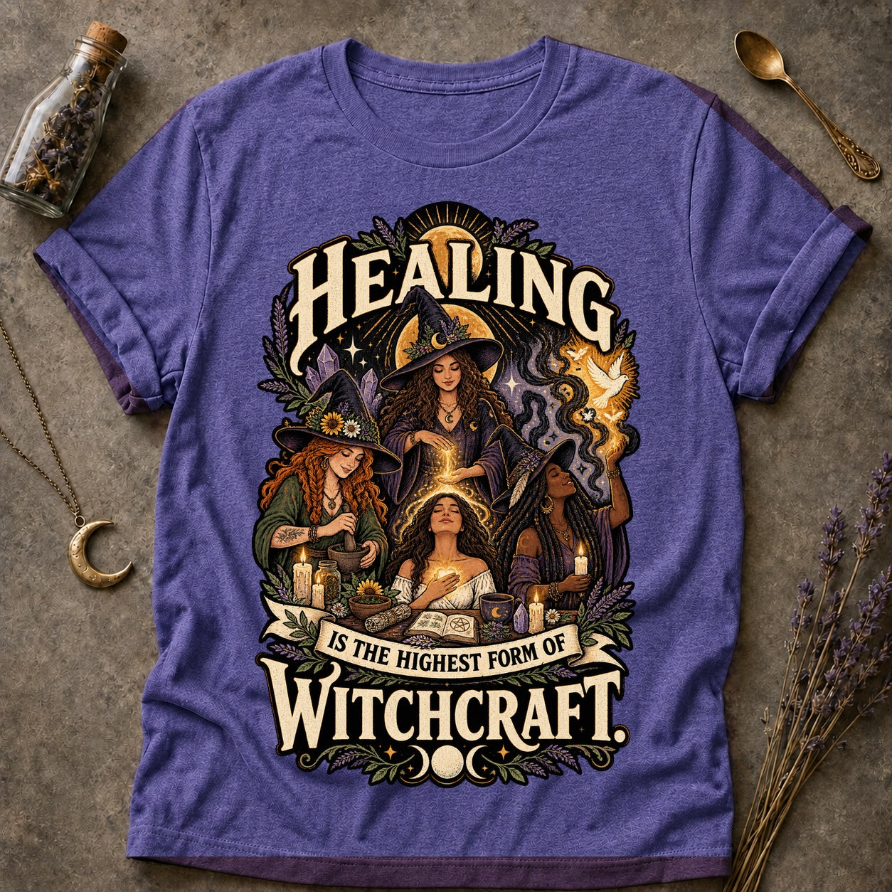 Healing Witchcraft T-shirt - Heather Purple - Brooke & Belle