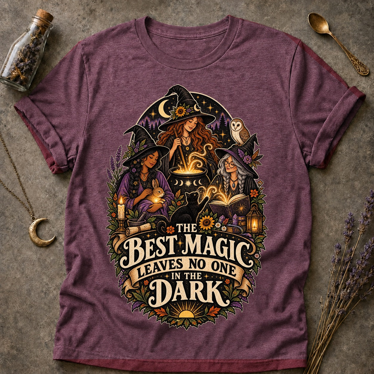No One In The Dark T-shirt - Heather Maroon - Brooke & Belle
