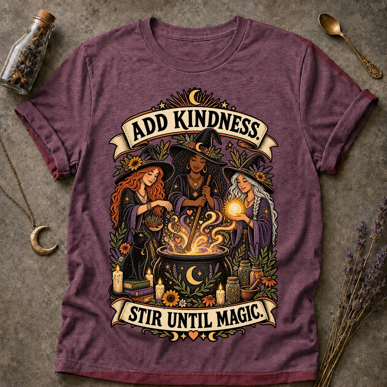 Stir Until Magic T-shirt - Heather Maroon - Brooke & Belle