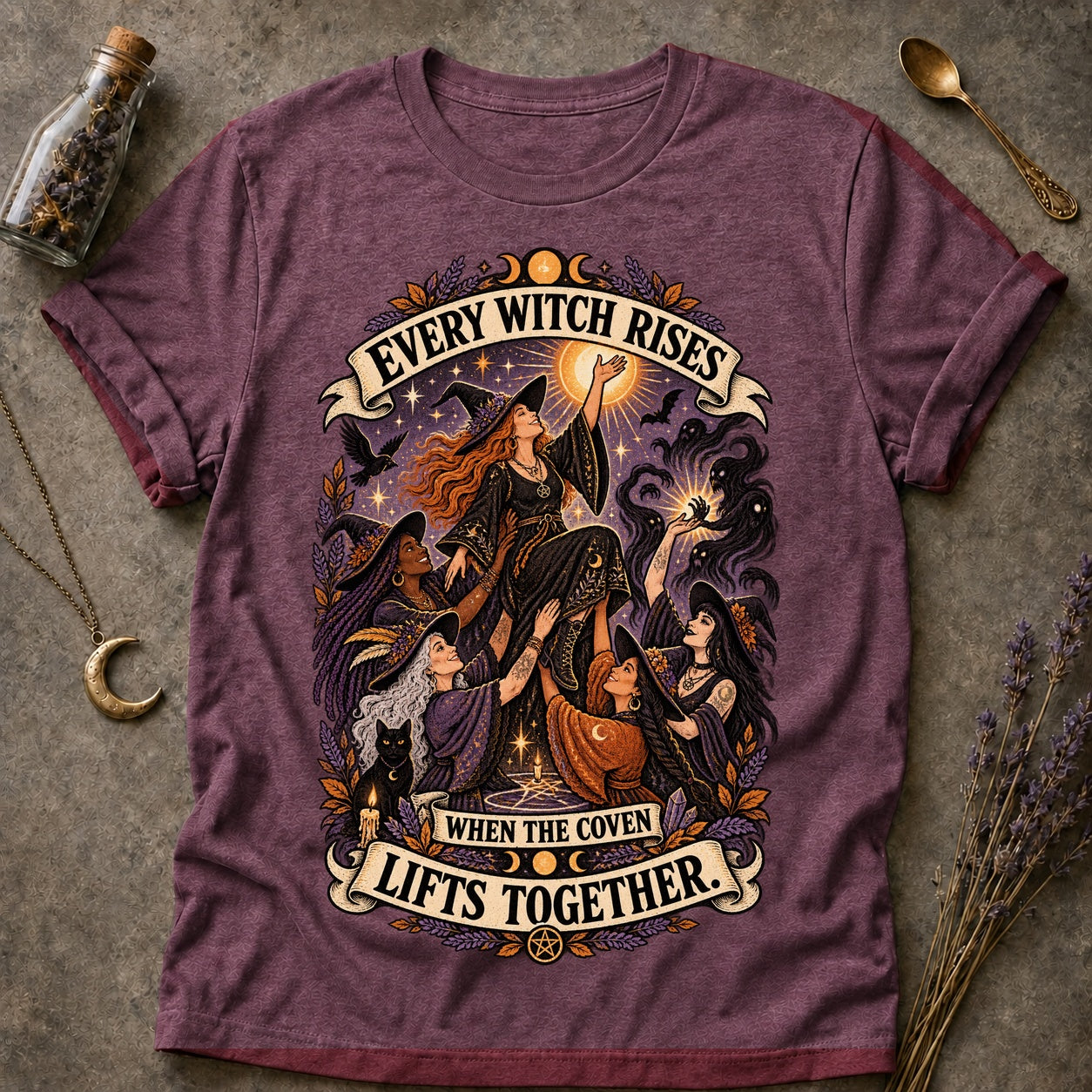 The Coven Lifts T-shirt - Heather Maroon - Brooke & Belle