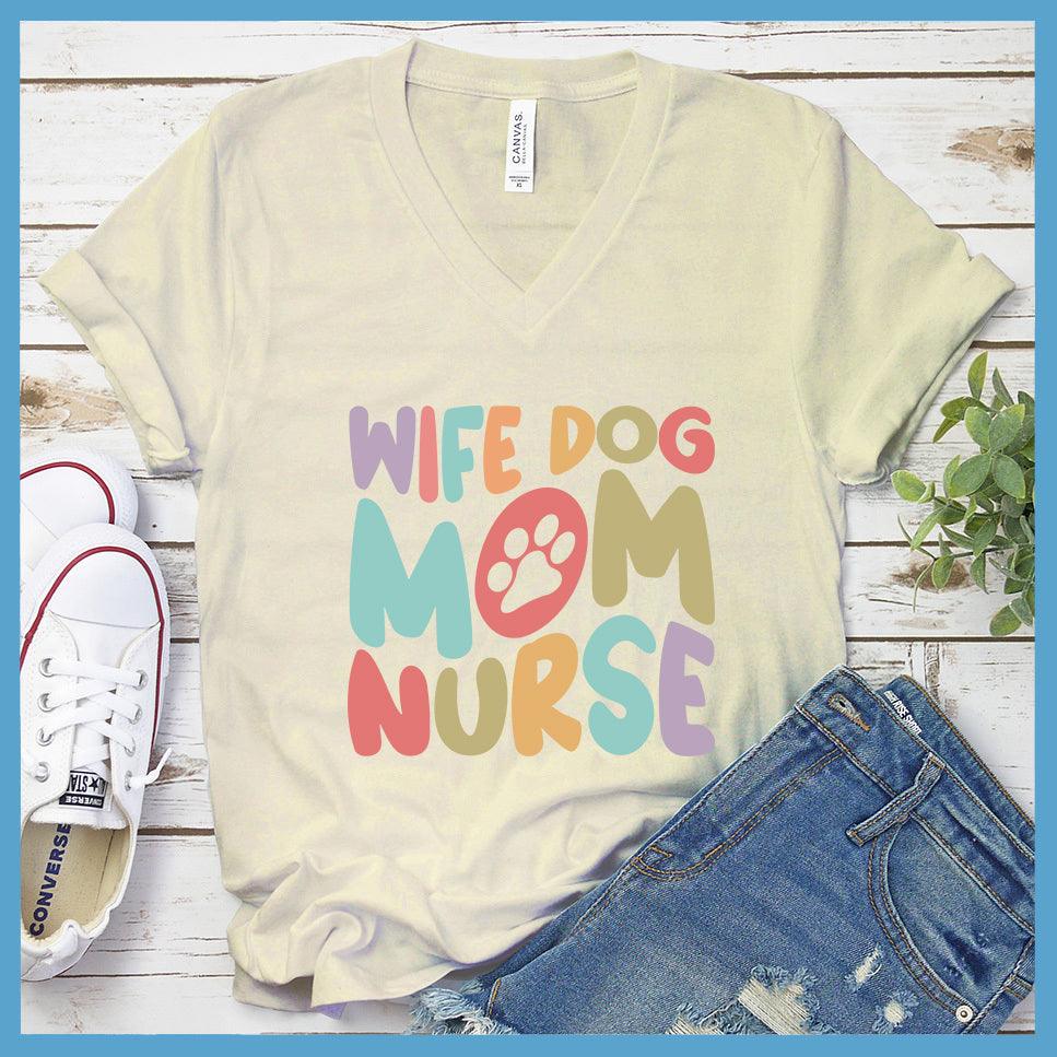 Wife Dog Mom Nurse Colored Print V-Neck