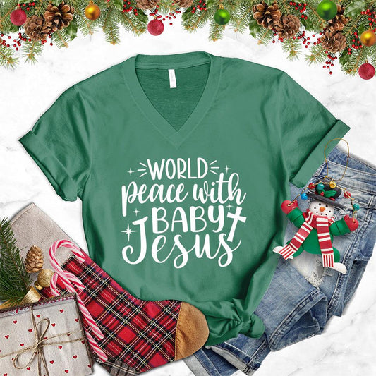 World Peace With Baby Jesus V-Neck - Brooke & Belle