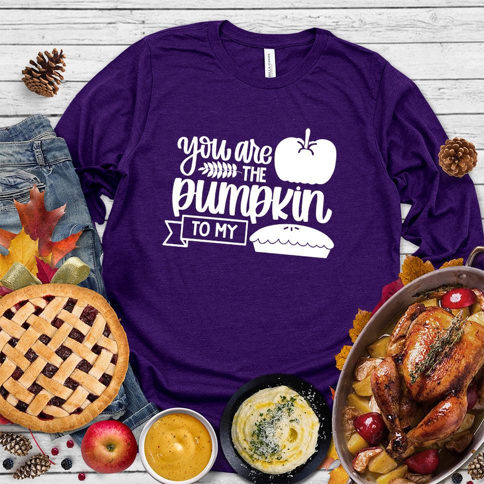 You Are The Pumpkin To My Pie Version 2 Long Sleeves Team Purple - Cozy long sleeve shirt with 'You Are The Pumpkin To My Pie' autumn-themed graphic design
