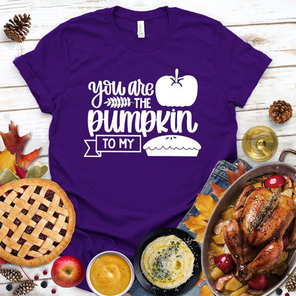 You Are The Pumpkin To My Pie Version 2 T-Shirt Team Purple - Cute autumn-themed graphic tee with pumpkin and pie illustration