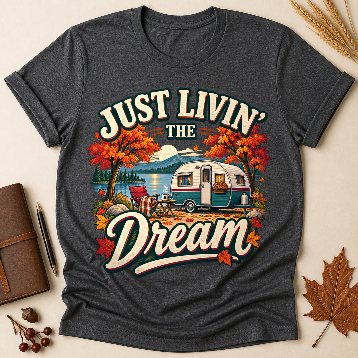 Just Livin' The Dream Fall T-shirt - Dark Heather - Brooke & Belle