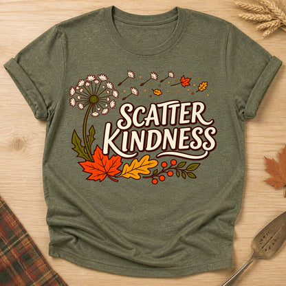 Scatter Kindness Fall T-shirt - Heather Military Green - Brooke & Belle