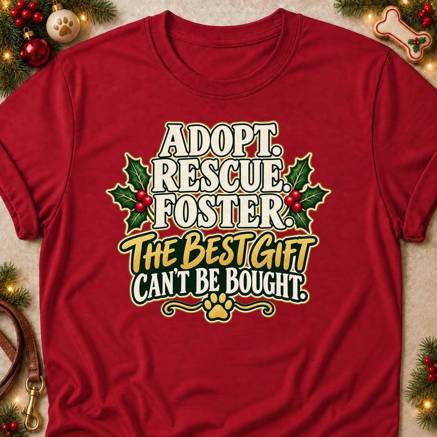 Adopt. Rescue. Foster. The Best Gift Can't Be Bought. Colored Print T-Shirt