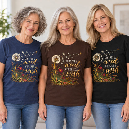 Some See A Weed T-shirt worn by three friends. Friends are wearing M, L and XL. [bb c=all r=friends]