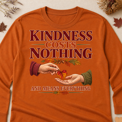 Kindness Costs Nothing And Means Everything Fall Colored Print Long Sleeves - Texas Orange - Brooke & Belle