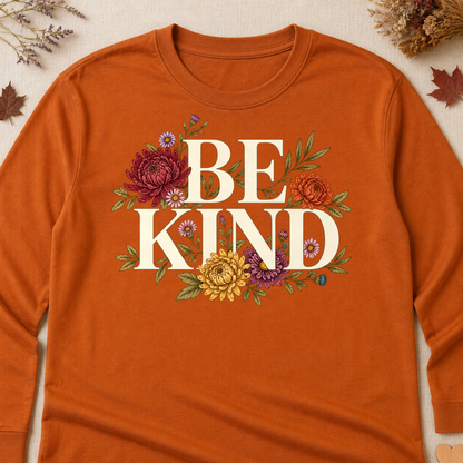 Be Kind Fall Colored Print Long Sleeves - Texas Orange - Brooke & Belle