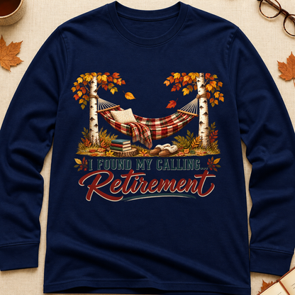 I Found My Calling Retirement Fall Colored Print Long Sleeves - Navy - Brooke & Belle