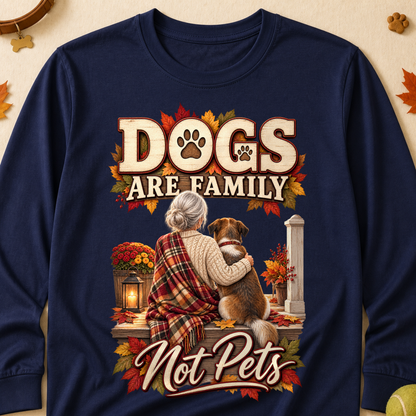 Dogs Are Family Not Pets Fall Colored Print Long Sleeves - Navy - Brooke & Belle