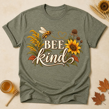 Bee Kind Fall T-shirt - Heather Military Green - Brooke & Belle