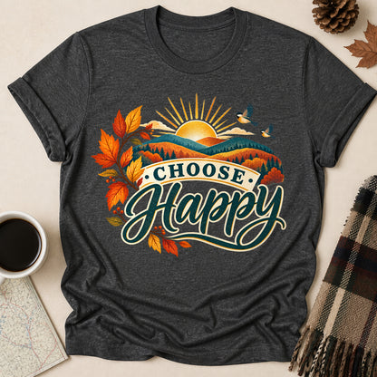 Choose Happy Fall T-shirt - Dark Heather - Brooke & Belle
