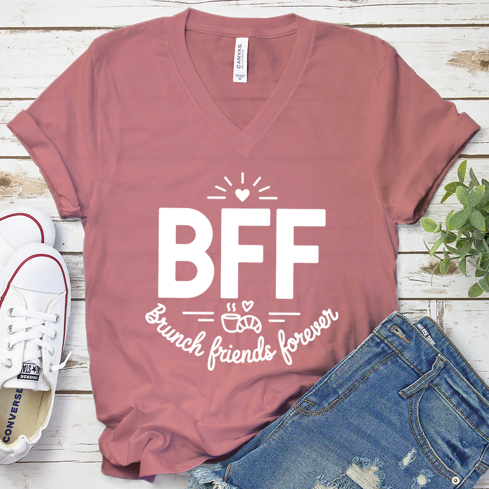 BFF Brunching, Fun, Forever V-Neck - Mauve - Brooke & Belle