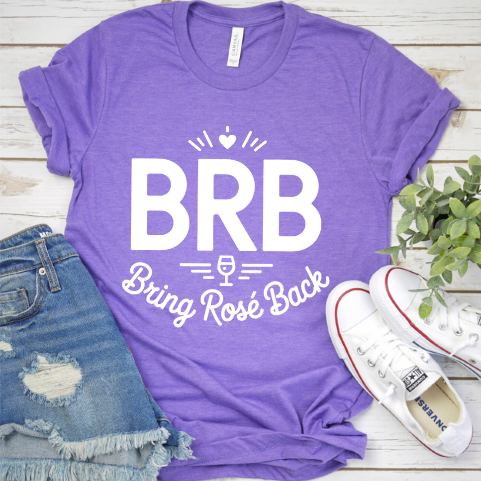 BRB Bring Rosé Back T-Shirt - Heather Purple - Brooke & Belle