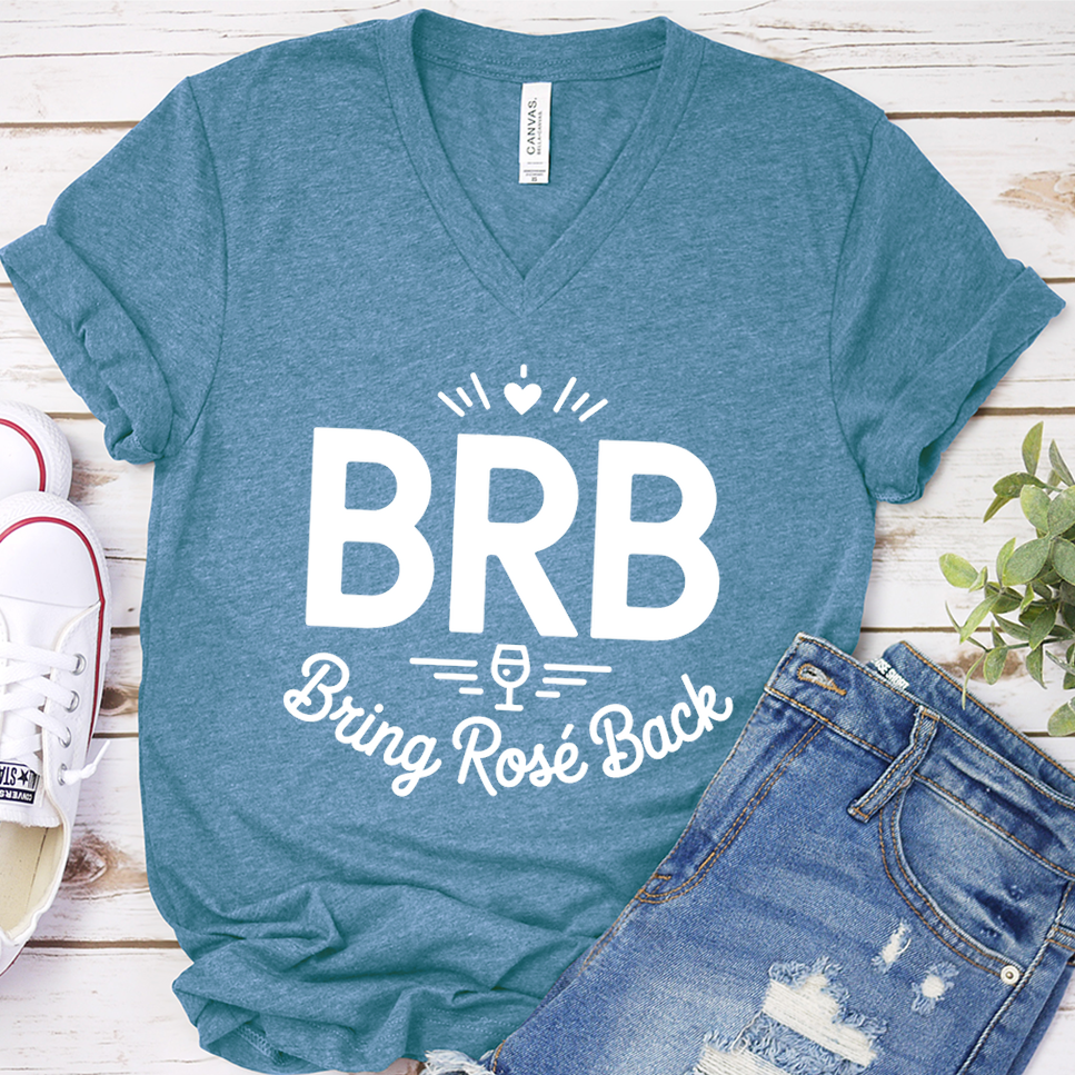 BRB Bring Rosé Back V-Neck - Heather Deep Teal - Brooke & Belle