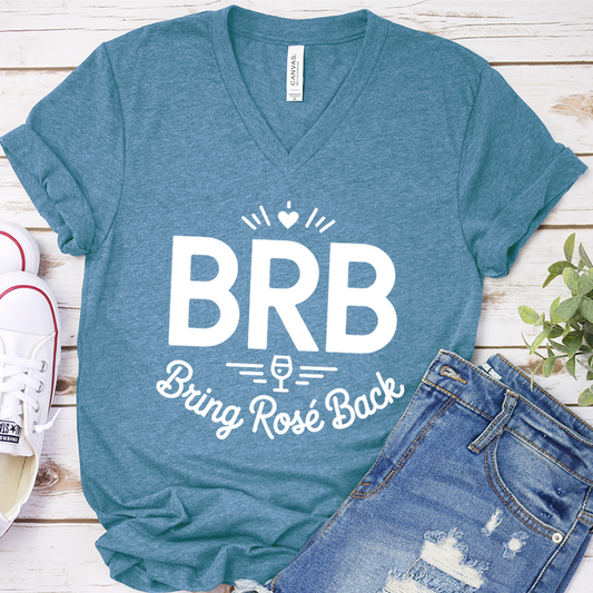 BRB Bring Rosé Back V-Neck - Heather Deep Teal - Brooke & Belle